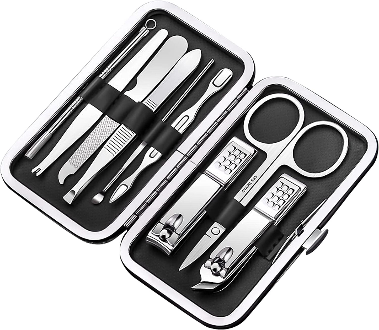 Manicure Set Nail Clipper Kit, 9 Pieces Portable Travel Nail Kit Nail Grooming Kit with Black Leather Bag Suitable for Home Outdoor Travel Gift Giving Beauty Salon Health & Beauty > Personal Care > Foot Care Tufusiur   