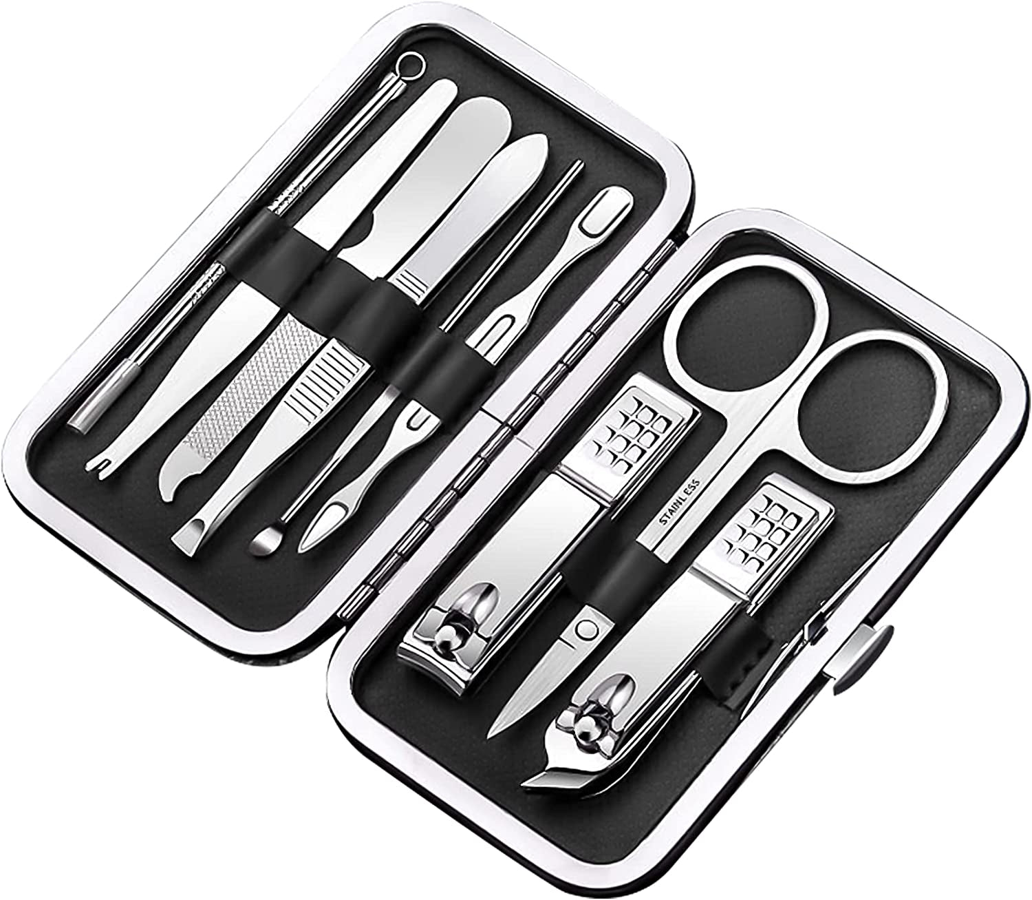 Manicure Set Nail Clipper Kit, 9 Pieces Portable Travel Nail Kit Nail Grooming Kit with Black Leather Bag Suitable for Home Outdoor Travel Gift Giving Beauty Salon Health & Beauty > Personal Care > Foot Care Tufusiur   