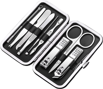 Manicure Set Nail Clipper Kit, 9 Pieces Portable Travel Nail Kit Nail Grooming Kit with Black Leather Bag Suitable for Home Outdoor Travel Gift Giving Beauty Salon Health & Beauty > Personal Care > Foot Care Tufusiur   