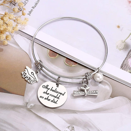 M MOOHAM Graduation Gifts for Her 2022, Senior Class of 2022 High School College Graduation Gifts for Women Girls Friend Daughter, Inspirational Graduation Bracelet Jewelry Apparel & Accessories > Jewelry > Bracelets M MOOHAM   