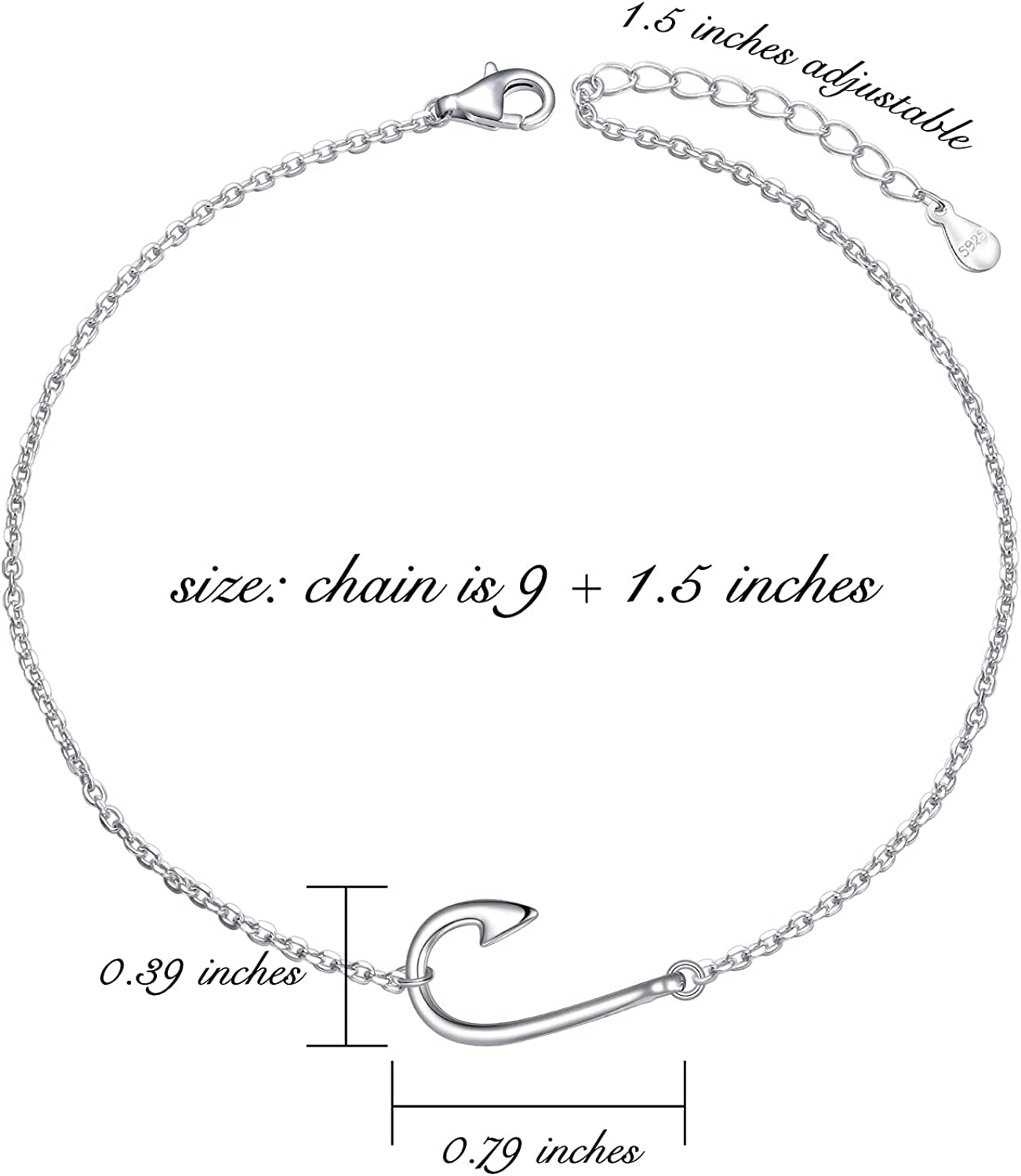 DAOCHONG Anklet for Women S925 Sterling Silver Adjustable Foot Chain Ankle Bracelet Anklets Jewelry Apparel & Accessories > Jewelry > Anklets harmonyball jewelry   