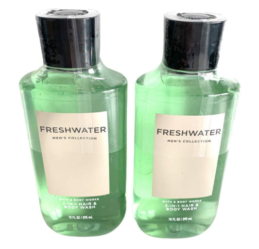 Bath and Body Works Men'S Collection Freshwater 2 in 1 Hair and Body Wash 10 Oz. 2 Set. Health & Beauty > Personal Care > Cosmetics > Bath & Body Bath & Body Works   