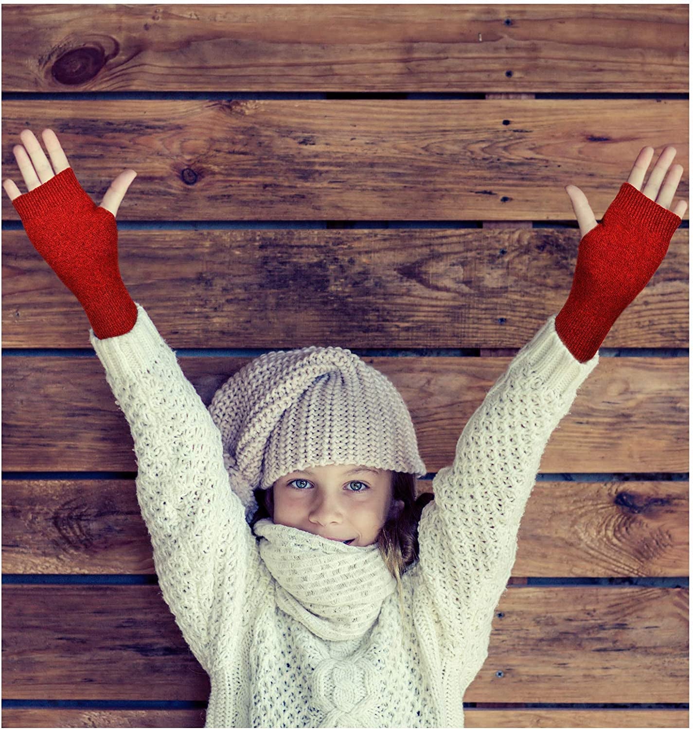 Tatuo 4 Pairs Cashmere Feel Fingerless Gloves with Thumb Hole Warm Gloves for Women and Men (Color Set 7) Apparel & Accessories > Clothing Accessories > Gloves & Mittens Tatuo   