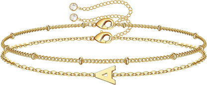 Dainty Gold Initial Bracelets for Women, 14K Gold Plated Dainty Personalized Gold Bracelets Initial Bracelets for Women Teen Girls Jewelry Chain Bracelets for Kids Toddler Little Girls Jewelry Gifts Apparel & Accessories > Jewelry > Bracelets M MOOHAM A  