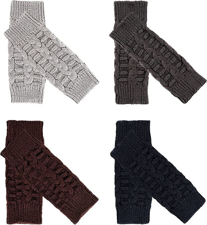 SOCKFUN Knit Fingerless Gloves for Women Hand Warmer Gloves, Thumbhole Warm Winter Fingerless Mittens for Women 4 Pairs Apparel & Accessories > Clothing Accessories > Gloves & Mittens sockfun   