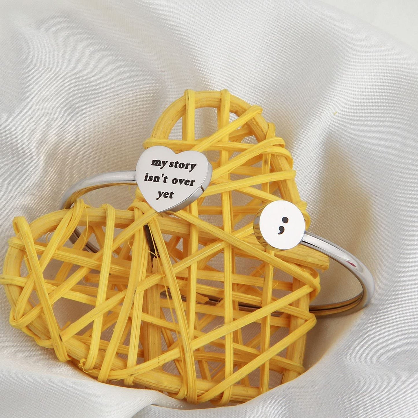 KUIYAI My Story Isn’T over yet Open Cuff Bracelet Semicolon Bracelet Suicide Prevention Jewelry Apparel & Accessories > Jewelry > Bracelets KUIYAI   