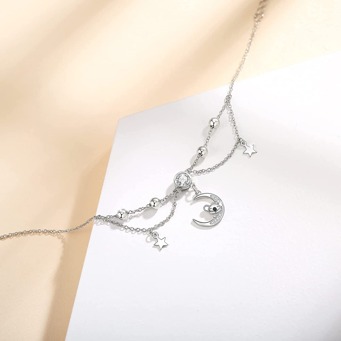 MUATOGIML 925 Sterling Silver Mom Necklace Love Heart Pendant Mama Bear Panda Elephant Sloth Animal Necklaces Mother Son Daughter Jewelry Gifts for Women Mum Family Apparel & Accessories > Jewelry > Anklets MUATOGIML JEWELRY   