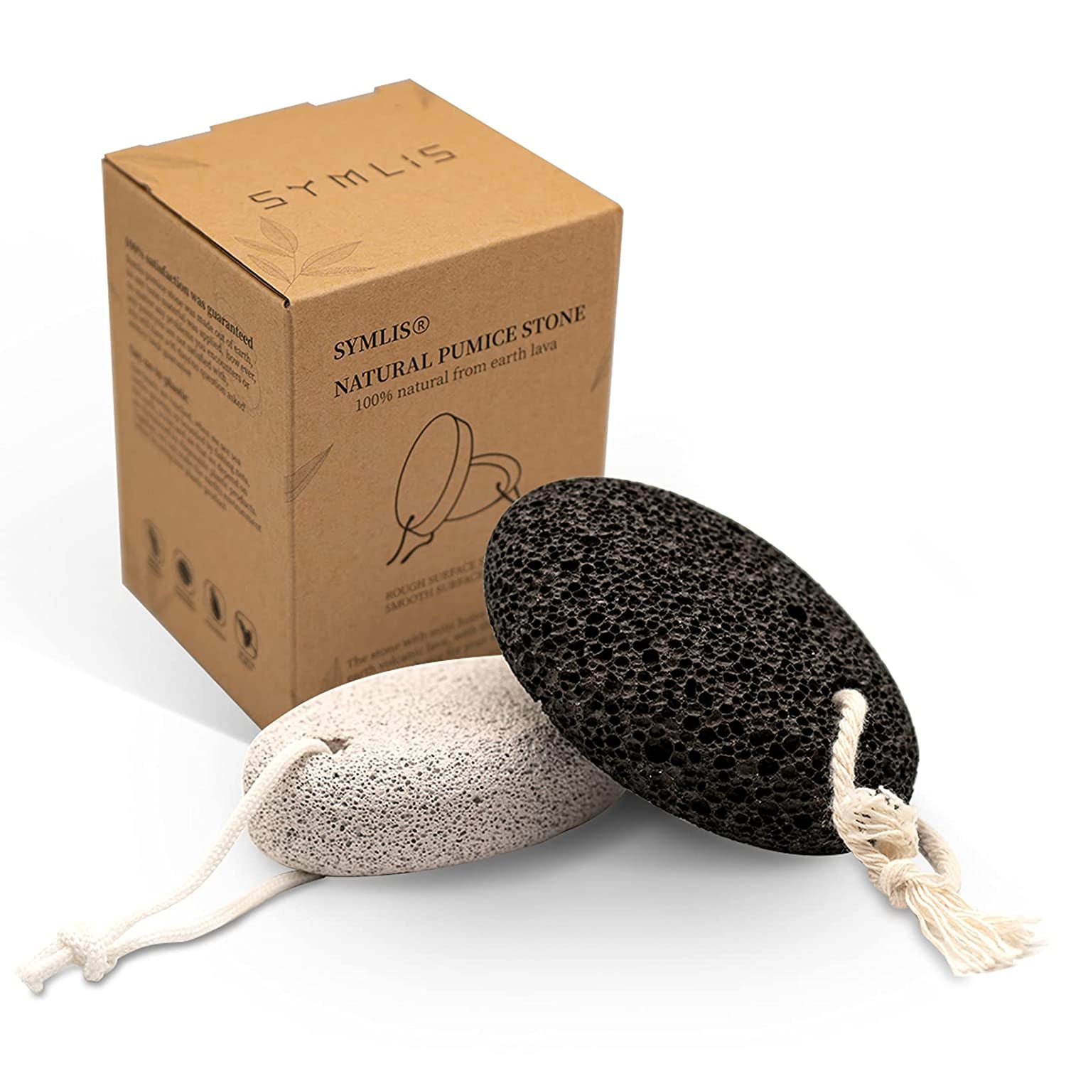 Symlis Natural Pumice Stone for Feet - Lava Callus Remover Feet - Health Foot Care - Pedicure Exfoliation Tool - Great for Corn Dead Skin Remover for Feet and Hands (2 Packs) Health & Beauty > Personal Care > Foot Care Symlis   