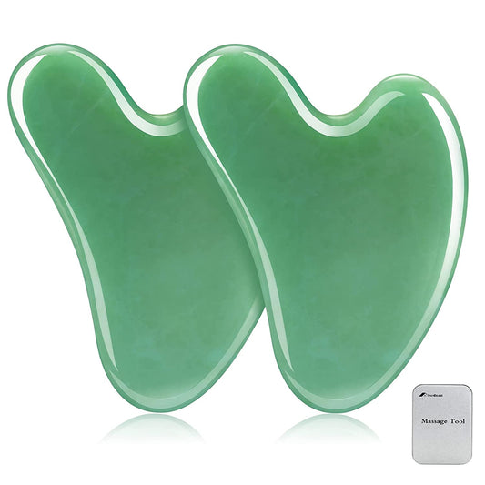 Gua Sha Facial Tools, 2 Pack Guasha Tool for Face, Natural Jade Gua Sha Massage Tool Health & Beauty > Personal Care > Cosmetics > Cosmetic Tools > Skin Care Tools OwnBeauti 2 Count (Pack of 1)  
