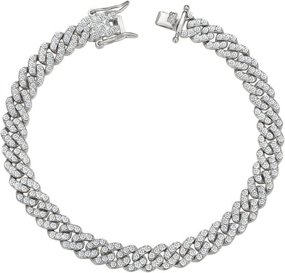 Cuban Link Anklets for Women plus Size Large Ankle Bracelets Gold Silver Rhinestone Diamond Bling Anklets Women 9 10 Inch Apparel & Accessories > Jewelry > Anklets BLBLJERY 9mm-Silver 10 inch 