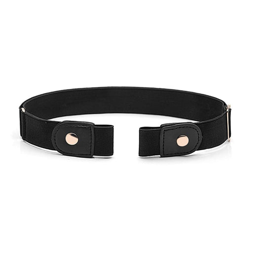 Borsgye No Buckle Elastic Belt Adjustable Stretch Waist Belt Buckless Invisible Belt Buckle Free Belt for Women Men Jeans Pants Dress with Brass Snap Fastener - Black Apparel & Accessories > Clothing Accessories > Belts Borsgye   