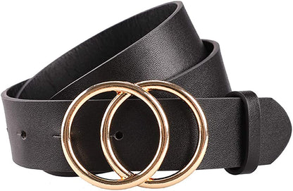 Earnda Women'S Leather Belt Fashion Soft Faux Leather Waist Belts for Jeans Dress Apparel & Accessories > Clothing Accessories > Belts Earnda Black1 X-Large: fits waist from 38"-41" 