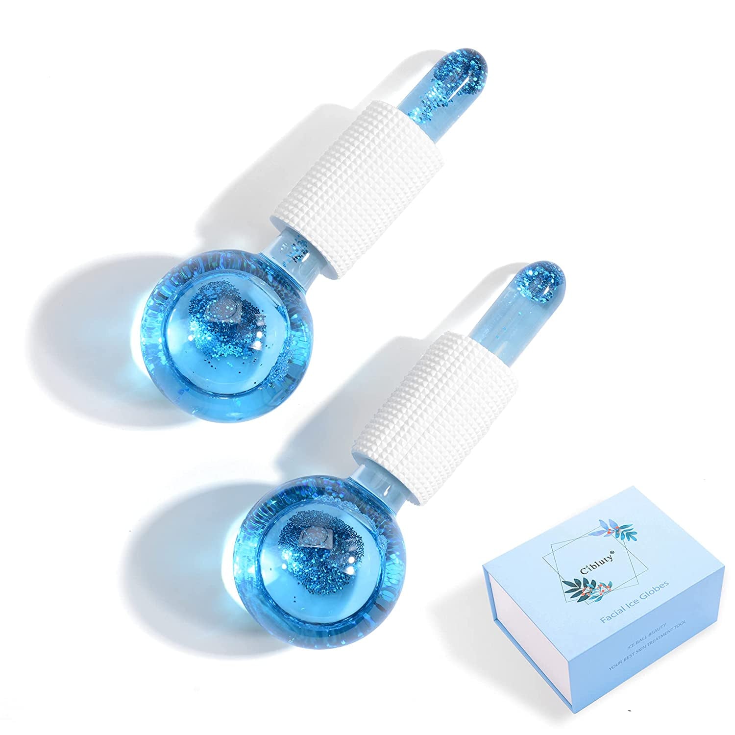 CIBLUTY ICE ROLLER for FACIAL: 2 PCS FACE Roller MASSAGE TOOL for Redness Soothing, Reduce Puffiness and Dark Circles Health & Beauty > Personal Care > Cosmetics > Cosmetic Tools > Skin Care Tools CIBLUTY Blue  