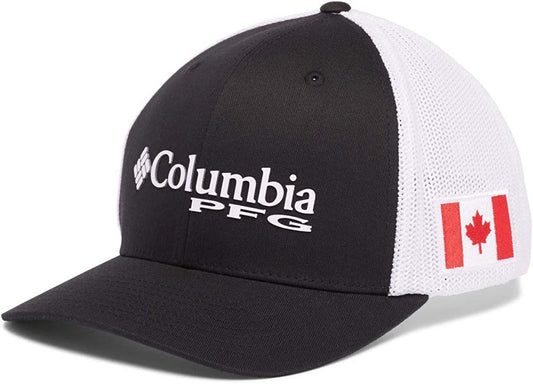Columbia PFG Logo Mesh Ball Cap-High Crown Apparel & Accessories > Clothing Accessories > Hats Columbia Black/Canada Flag Small-Medium 