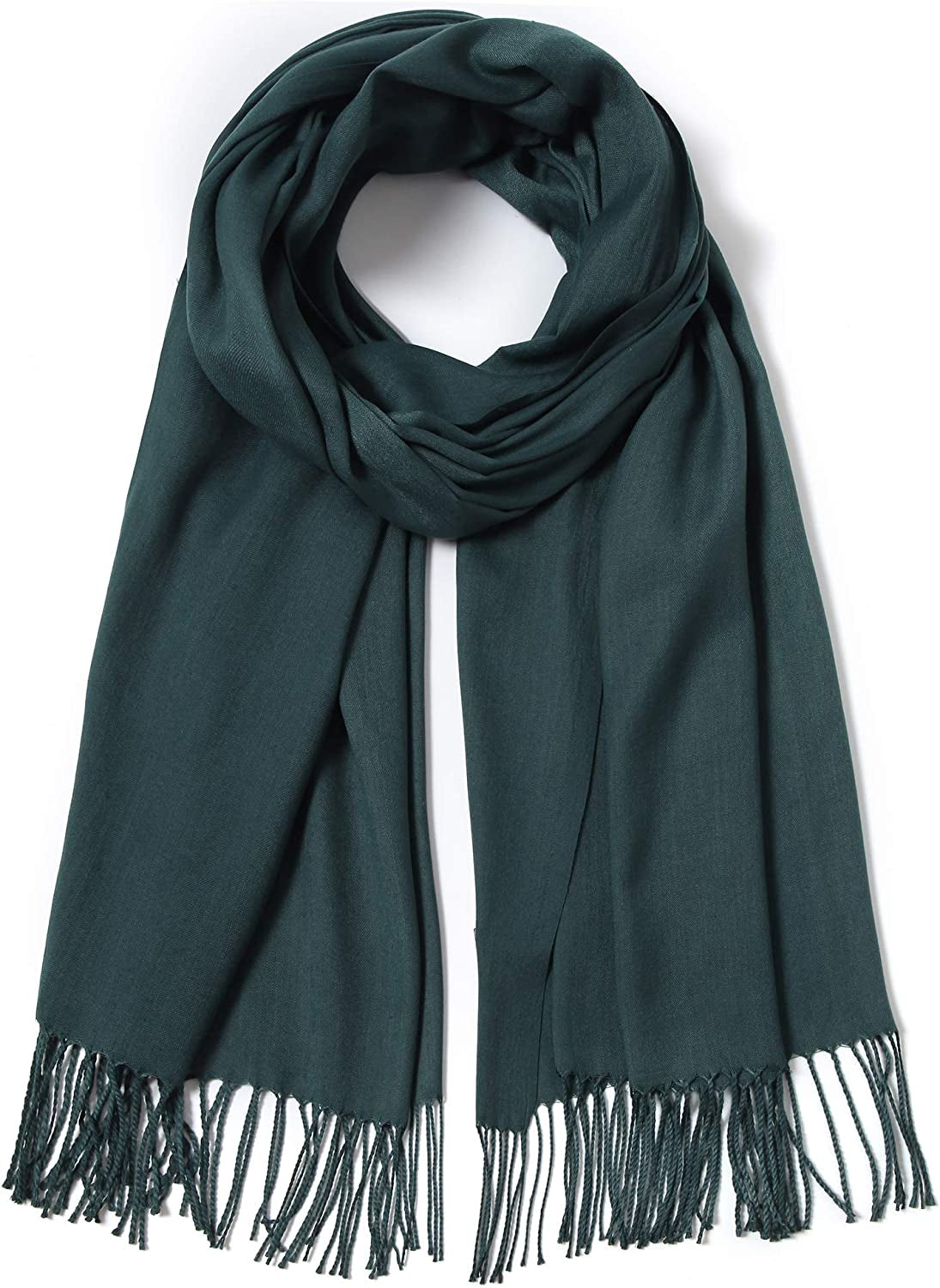 Pashmina Shawls and Wraps Large Scarfs for Women Wedding Party Bridal Long Fashion Solid Shawl Wrap with Fringes Apparel & Accessories > Clothing Accessories > Scarves & Shawls Cindy & Wendy Dark Green Forest  