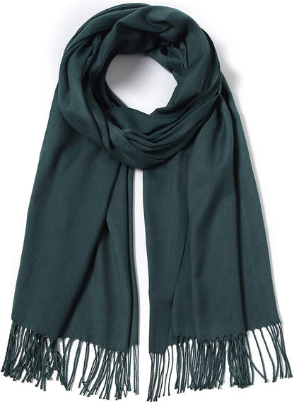 Pashmina Shawls and Wraps Large Scarfs for Women Wedding Party Bridal Long Fashion Solid Shawl Wrap with Fringes Apparel & Accessories > Clothing Accessories > Scarves & Shawls Cindy & Wendy Dark Green Forest  