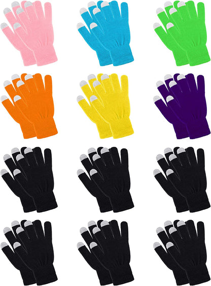 Pangda 12 Pairs Touchscreen Gloves Stretch Knitted Texting Gloves Warm Windproof Solid Color Mittens for Men and Women Apparel & Accessories > Clothing Accessories > Gloves & Mittens Pangda Black, Pink, Green, Purple, Orange, Blue, Yellow 7 x 4 Inch 