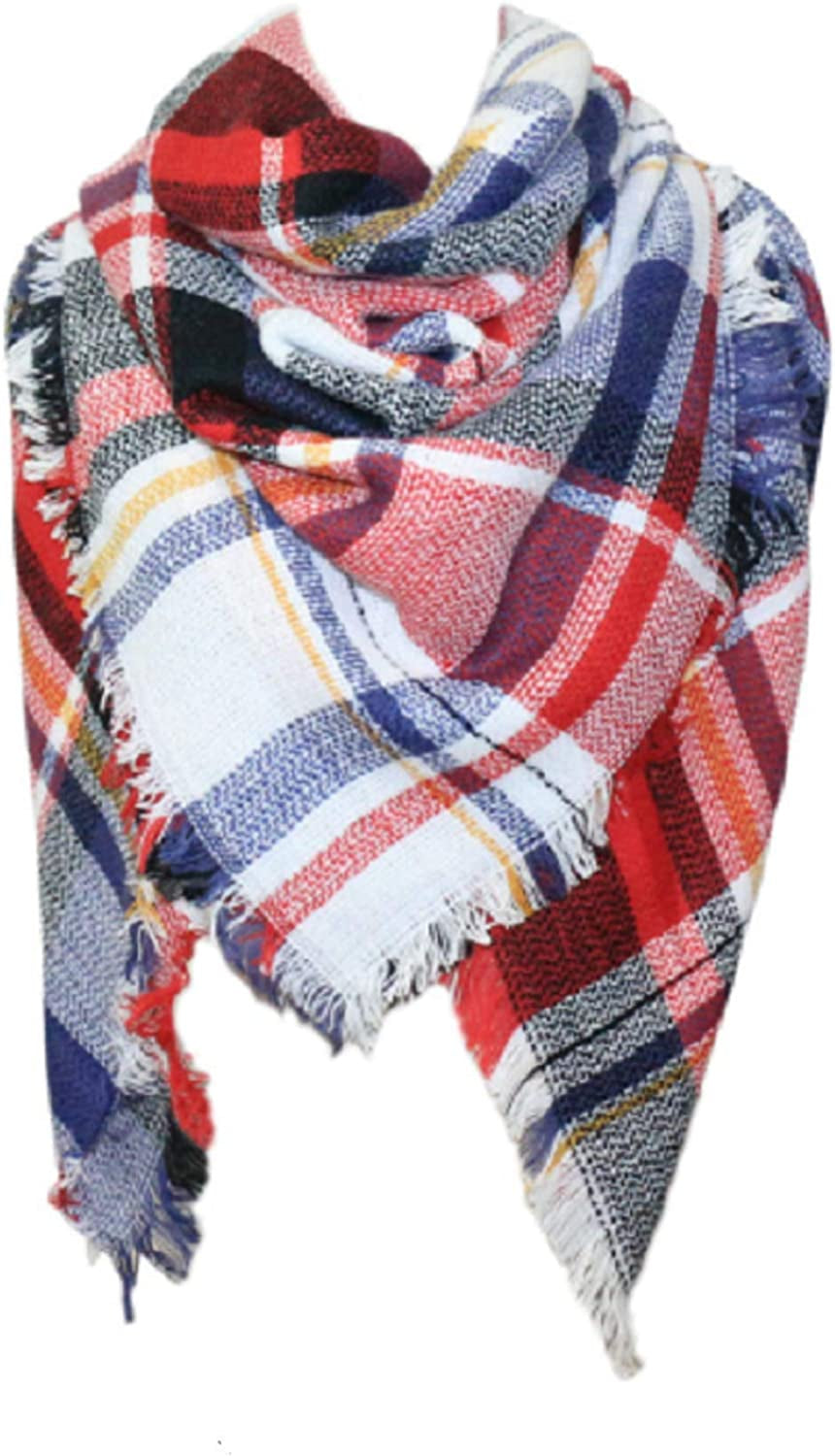 Plaid Scarf Soft Warm Tartan Shawl Cape Blanket Scarves Fashion Wrap Apparel & Accessories > Clothing Accessories > Scarves & Shawls vxsvxm White Red Navy  
