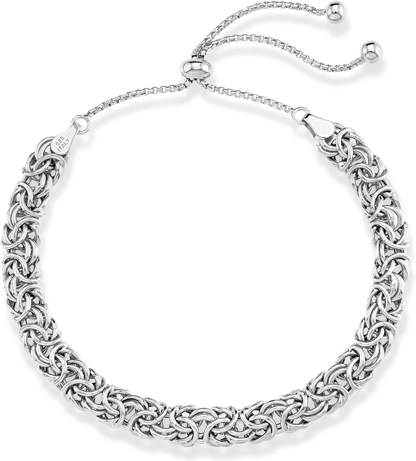 Miabella 925 Sterling Silver Italian Byzantine Bolo Bracelet for Women, Adjustable Bracelet Handmade in Italy Apparel & Accessories > Jewelry > Bracelets Miabella   