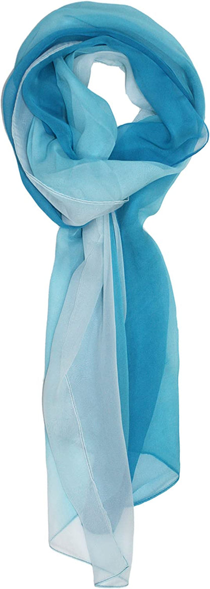 Ted & Jack - Silk Ombre Lightweight Accent Scarf Apparel & Accessories > Clothing Accessories > Scarves & Shawls Ted and Jack Light Blues  
