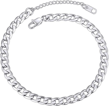 Chainspro Resizable Anklet Chain for Women Men, Figaro/Wheat/Twist Rope/Cuban Foot Bracelet-Strong with Good Clasp-18K Gold Plated(Send Gift Box) Apparel & Accessories > Jewelry > Anklets ChainsPro 00:cuban-Stainless-6mm  
