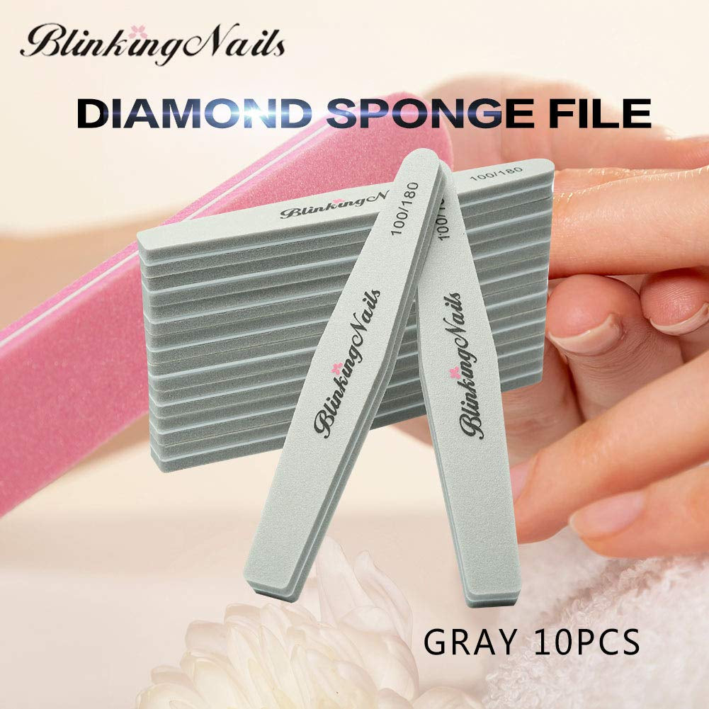 Sponge Nail File and Buffers 10Pcs for Nail Art Care Double Sides Design 100/180 Grit Nail Buffer Professional Manicure Nail Tools Color Gray Health & Beauty > Personal Care > Cosmetics > Cosmetic Tools > Nail Tools BlinkingNails   