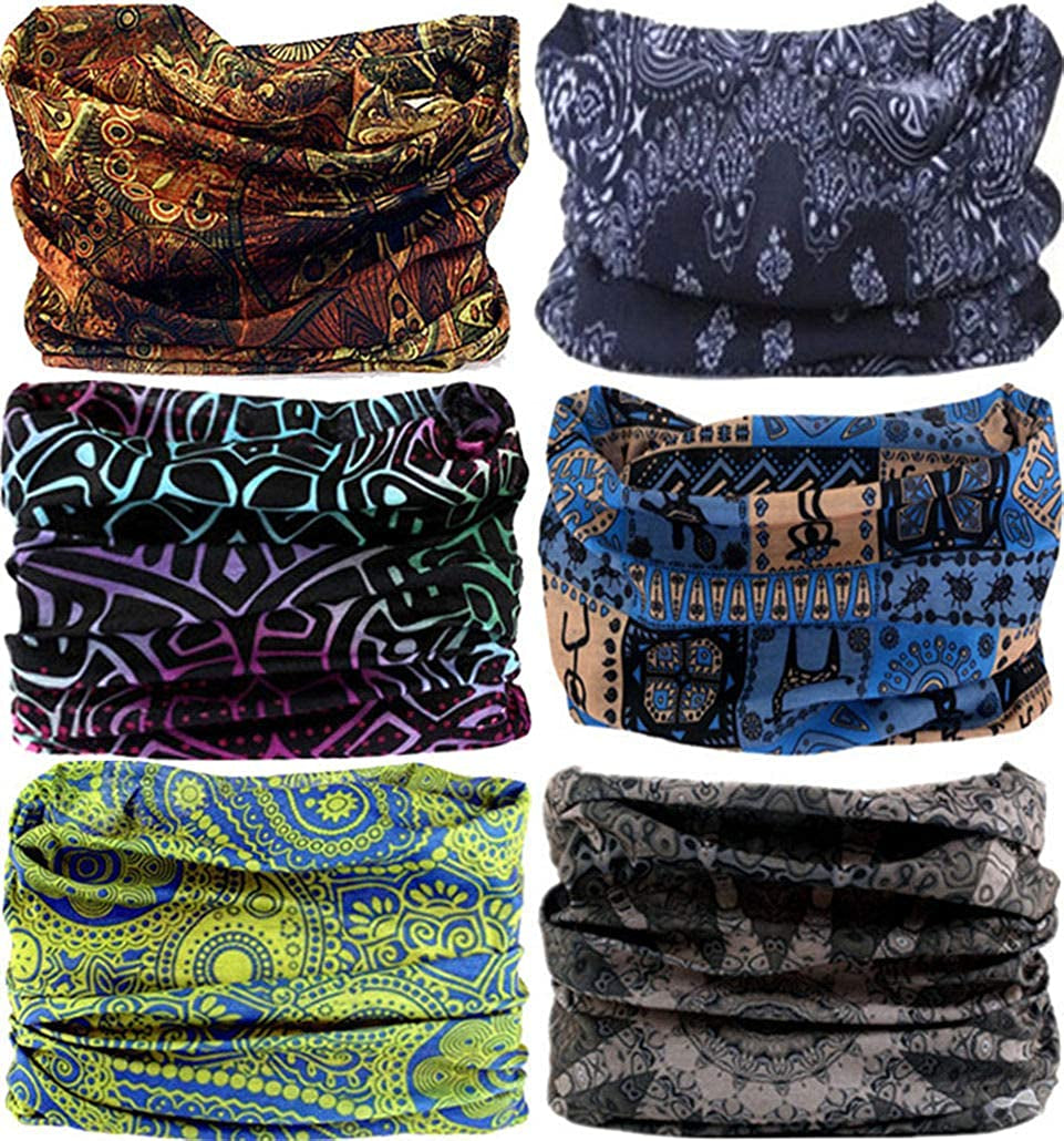 VANCROWN Neck Gaiter Headband Headwear Head Wrap Face Mask Magic Scarf Bandana for Men and Women Apparel & Accessories > Clothing Accessories > Bandanas & Headties VANCROWN 6pcs.lady  