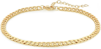 Dainty Gold Chain Anklet,Simple Delicate Figaro Chain Ankelt,Curb Chain Anklet,Coin Chain Anklet,Satellite Chain Anklet,Link Chain Ankle Bracelet,Chain Anklets for Women Apparel & Accessories > Jewelry > Anklets DeScount Curb Chain  