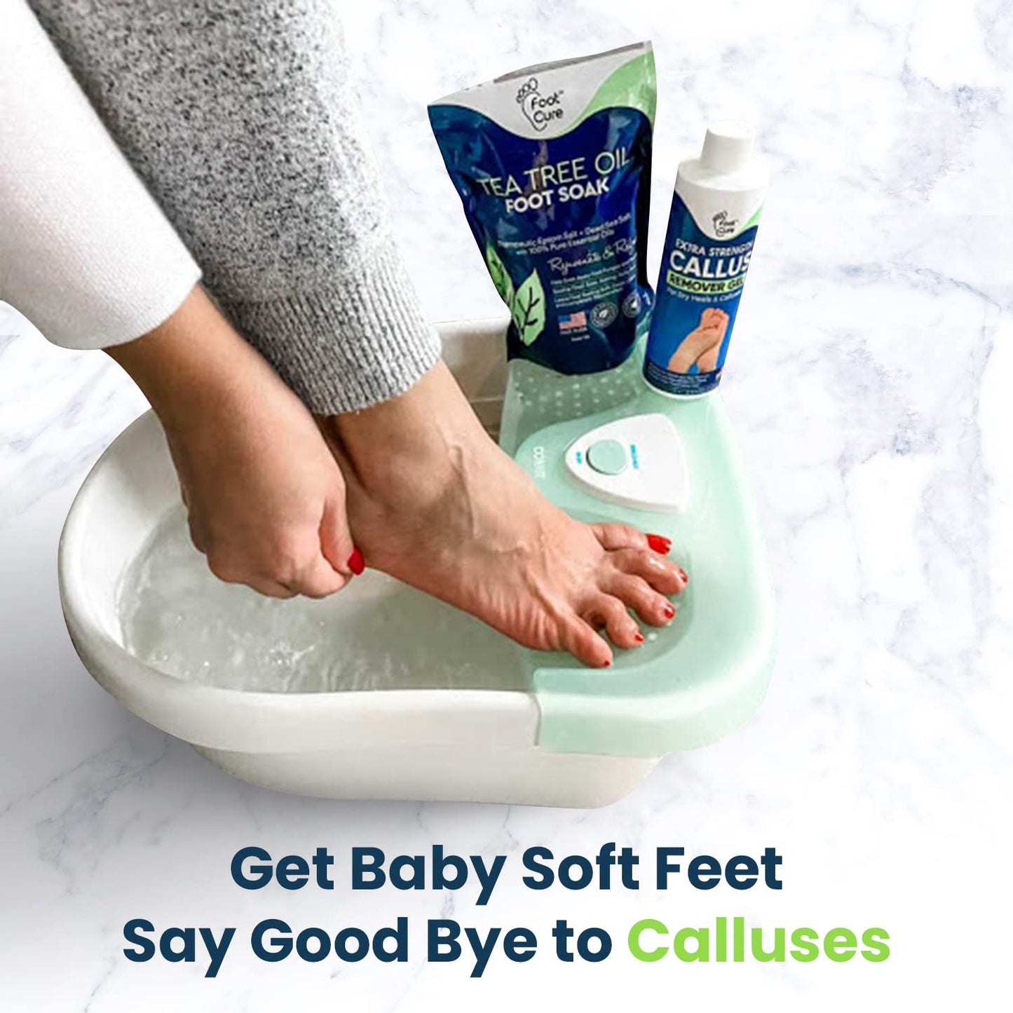 Tea Tree Foot Soak & Callus Remover Gel Kit - Extra Strength Callus Remover Gel & Antifungal Foot Soak with Epsom Salts for Calluses, Dry Cracked Heels, Toenail Fungus & Odor - Pedicure for Tired Feet Health & Beauty > Personal Care > Foot Care FOOT CURE   