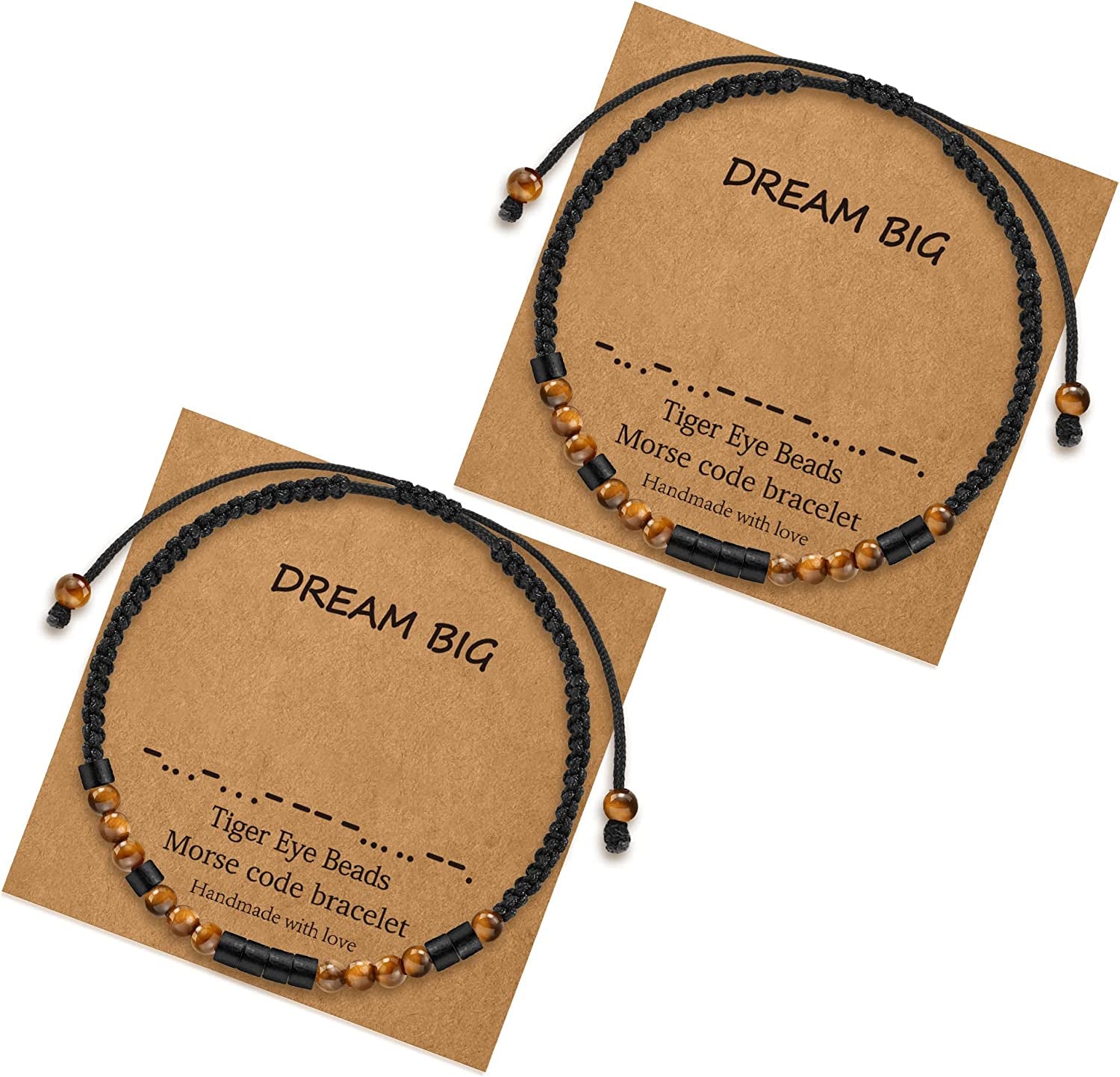 Morse Code Bracelets for Women Gifts, Adjustable 2Pcs Tiger Eye Beads Friendship Bracelets Gifts for Best Friend Women Girls Sister Funny Inspirational Birthday Friendship Gifts for Women Jewelry Apparel & Accessories > Jewelry > Bracelets MONOZO Dream big  