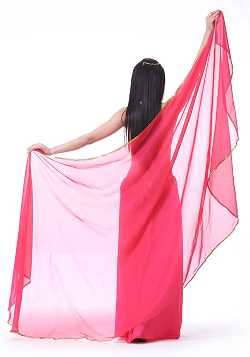 Lightweight Semicircle Chiffon Hand Scarf Belly Dance Costume Outfit Hip Scarf Sequin Trim Shawls Veils Apparel & Accessories > Clothing Accessories > Scarves & Shawls SHOWYOU Rose  