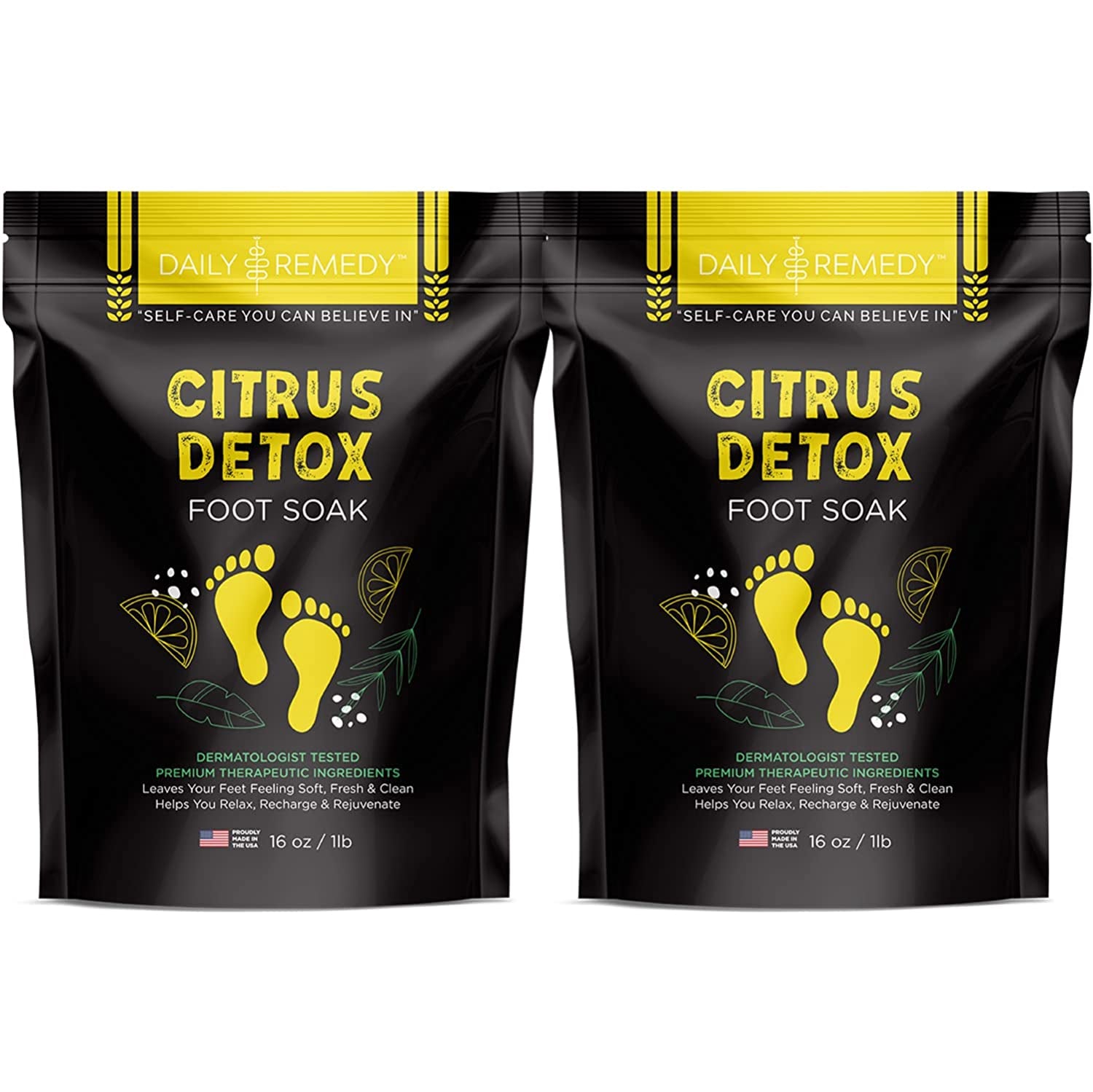 Tea Tree Oil Foot Soak with Epsom Salt - Made in USA - for Toenail Irritations, Athletes Foot, Stubborn Foot Odor Scent, Softens Calluses & Soothes Sore Tired Feet - 2 PACK Health & Beauty > Personal Care > Foot Care DAILY REMEDY Citrus Detox  