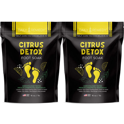 Tea Tree Oil Foot Soak with Epsom Salt - Made in USA - for Toenail Irritations, Athletes Foot, Stubborn Foot Odor Scent, Softens Calluses & Soothes Sore Tired Feet - 2 PACK Health & Beauty > Personal Care > Foot Care DAILY REMEDY Citrus Detox  