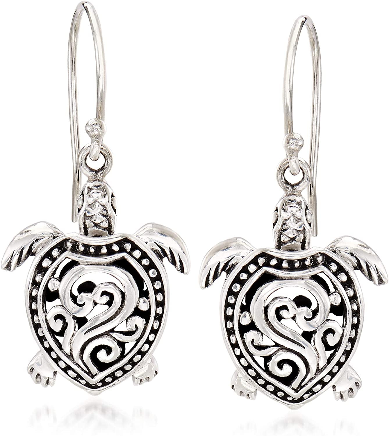 Ross-Simons Sterling Silver Filigree Turtle Drop Earrings Apparel & Accessories > Jewelry > Earrings Ross-Simons   
