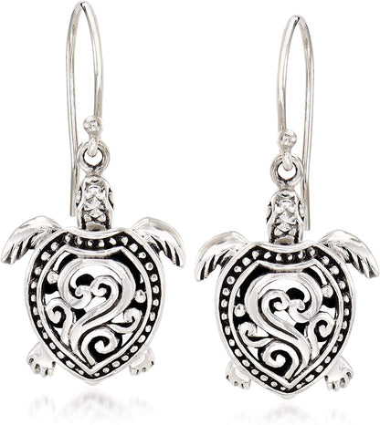 Ross-Simons Sterling Silver Filigree Turtle Drop Earrings Apparel & Accessories > Jewelry > Earrings Ross-Simons   