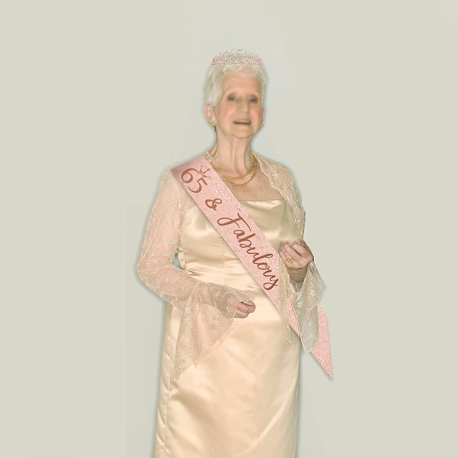 65Th Birthday Sash and Tiara for Women, Rose Gold Birthday Sash Crown 65 & Fabulous Sash and Tiara for Women, 65Th Birthday Gifts for Happy 65Th Birthday Party Favor Supplies Apparel & Accessories > Clothing Accessories > Sashes BRT Bearingshui   