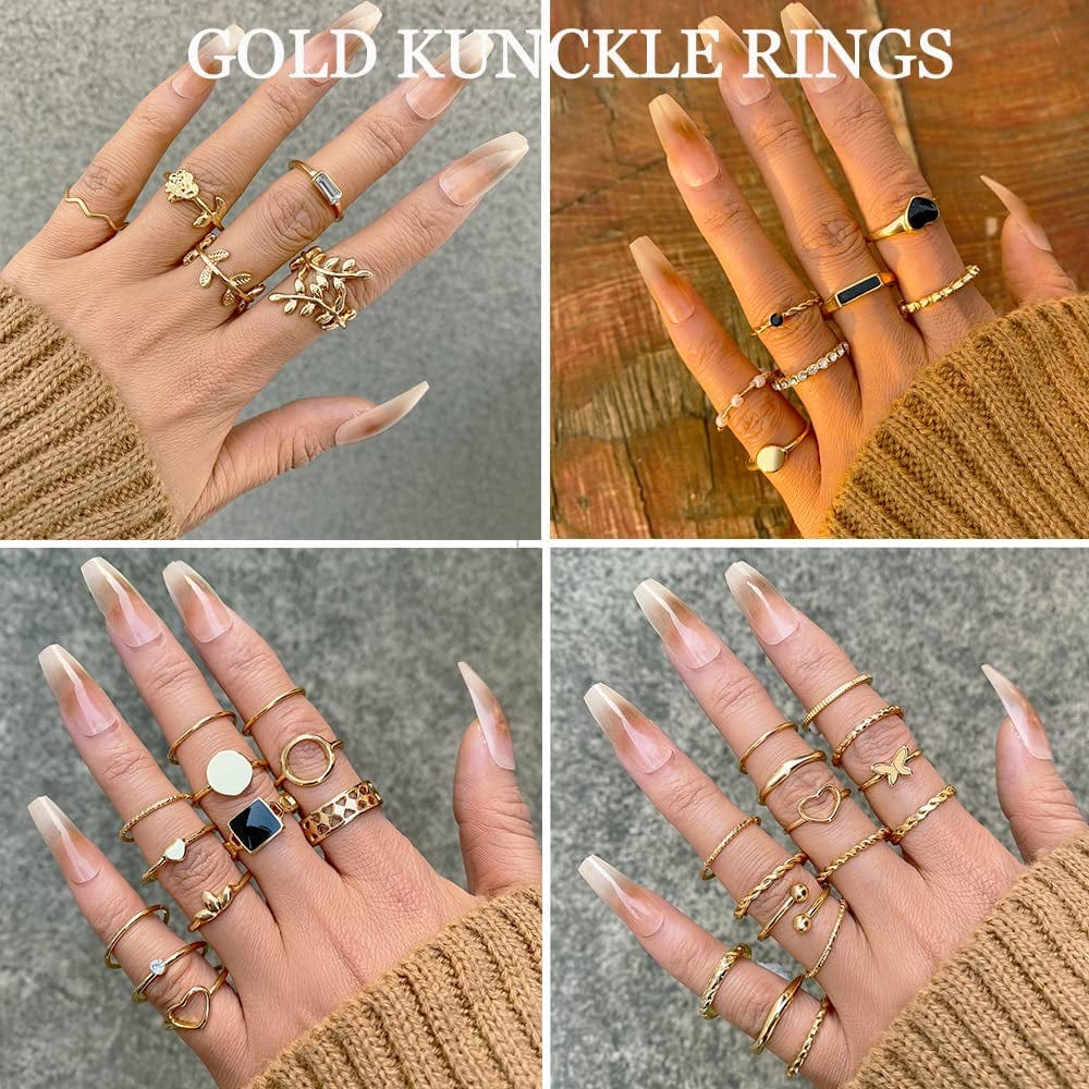 66 Pcs Gold Knuckle Rings Set for Women, Vintage Stackable Rings, Boho Snake Finger Rings, Trendy Midi Rings Pack for Teen Girls