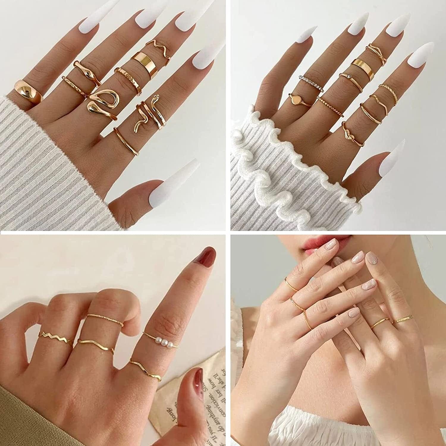 66 Pcs Gold Knuckle Rings Set for Women, Vintage Stackable Rings, Boho Snake Finger Rings, Trendy Midi Rings Pack for Teen Girls
