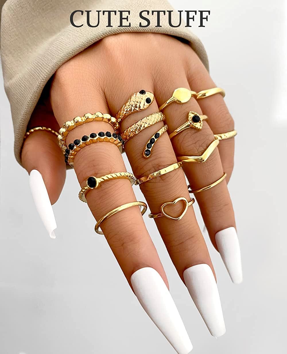 66 Pcs Gold Knuckle Rings Set for Women, Vintage Stackable Rings, Boho Snake Finger Rings, Trendy Midi Rings Pack for Teen Girls