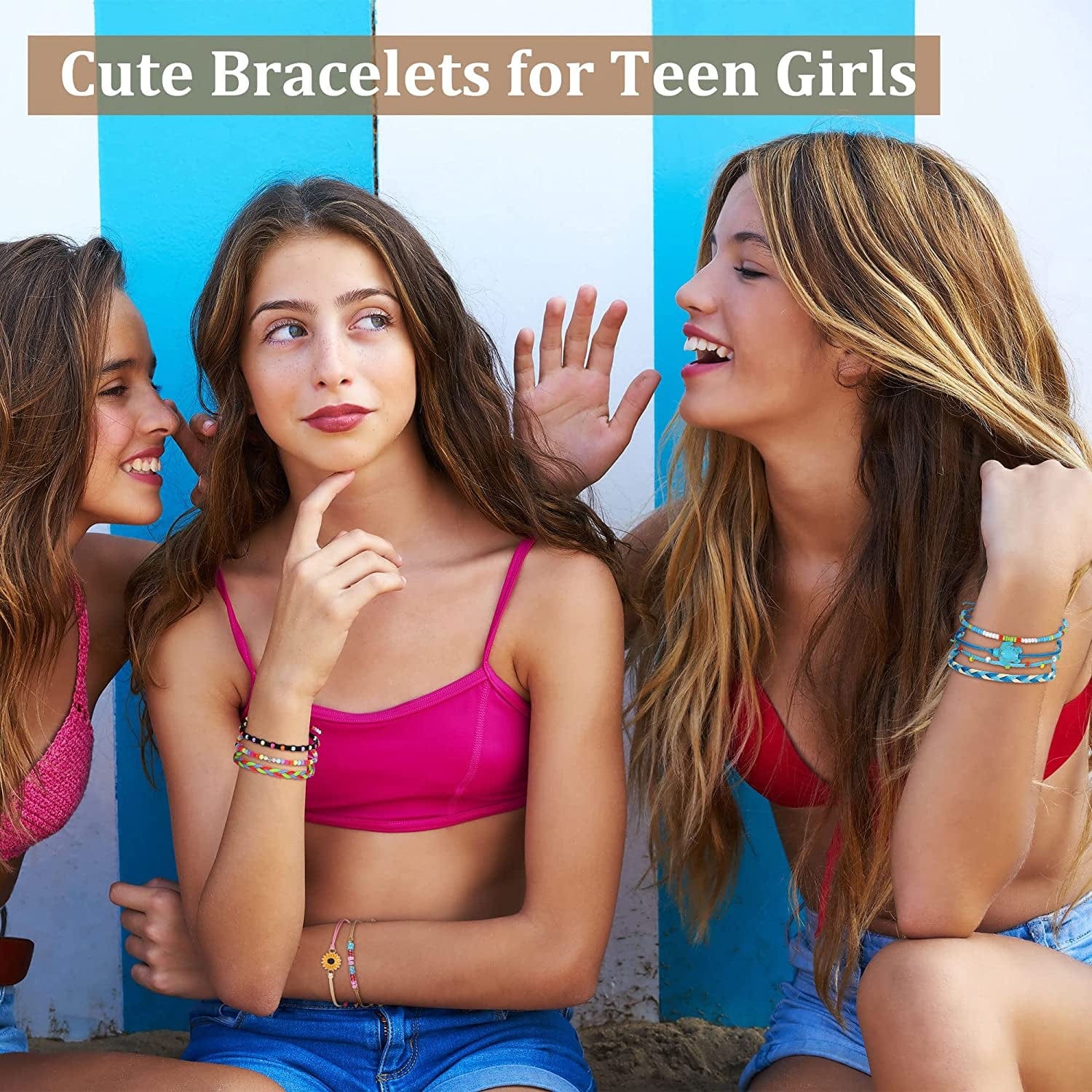 66 Pieces Surfer Wave Friendship Bracelets for Teens Girls Braided Handmade Ocean Bracelets Sunflower Aesthetic String Boho Adjustable Bracelets Jewelry Accessories for Women Men Gifts (Bright Style) Apparel & Accessories > Jewelry > Bracelets Sureio   