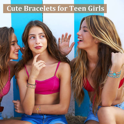 66 Pieces Surfer Wave Friendship Bracelets for Teens Girls Braided Handmade Ocean Bracelets Sunflower Aesthetic String Boho Adjustable Bracelets Jewelry Accessories for Women Men Gifts (Bright Style) Apparel & Accessories > Jewelry > Bracelets Sureio   
