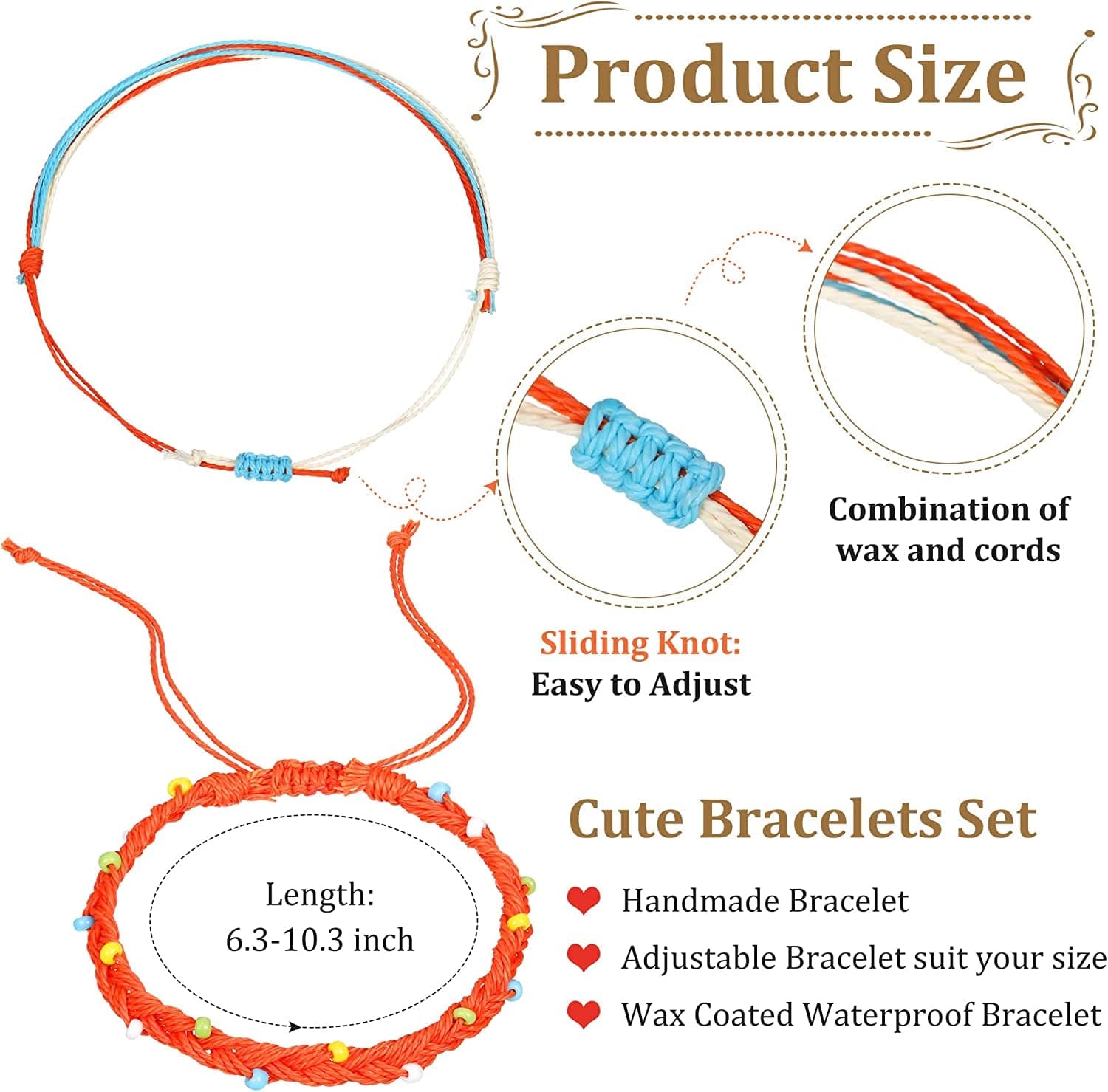 66 Pieces Surfer Wave Friendship Bracelets for Teens Girls Braided Handmade Ocean Bracelets Sunflower Aesthetic String Boho Adjustable Bracelets Jewelry Accessories for Women Men Gifts (Bright Style) Apparel & Accessories > Jewelry > Bracelets Sureio   
