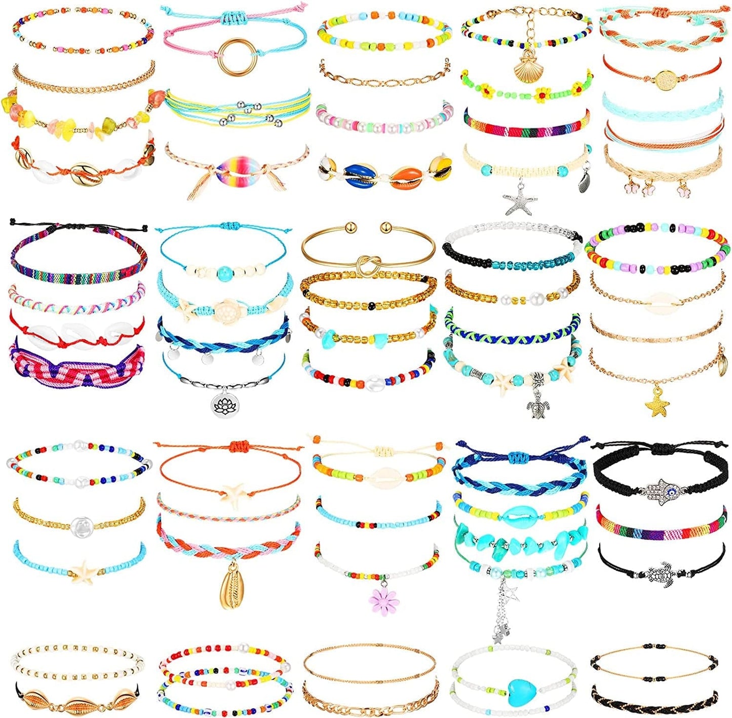 66 Pieces Surfer Wave Friendship Bracelets for Teens Girls Braided Handmade Ocean Bracelets Sunflower Aesthetic String Boho Adjustable Bracelets Jewelry Accessories for Women Men Gifts (Bright Style) Apparel & Accessories > Jewelry > Bracelets Sureio Vivid Style  
