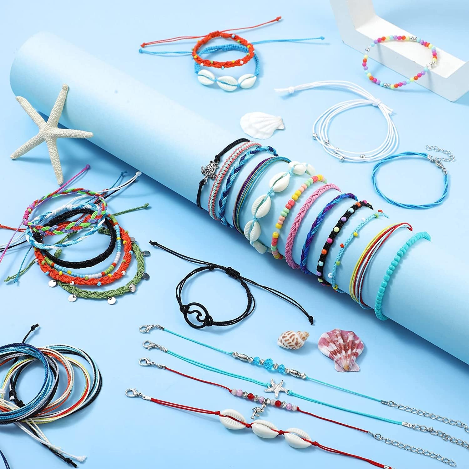 66 Pieces Surfer Wave Friendship Bracelets for Teens Girls Braided Handmade Ocean Bracelets Sunflower Aesthetic String Boho Adjustable Bracelets Jewelry Accessories for Women Men Gifts (Bright Style) Apparel & Accessories > Jewelry > Bracelets Sureio   