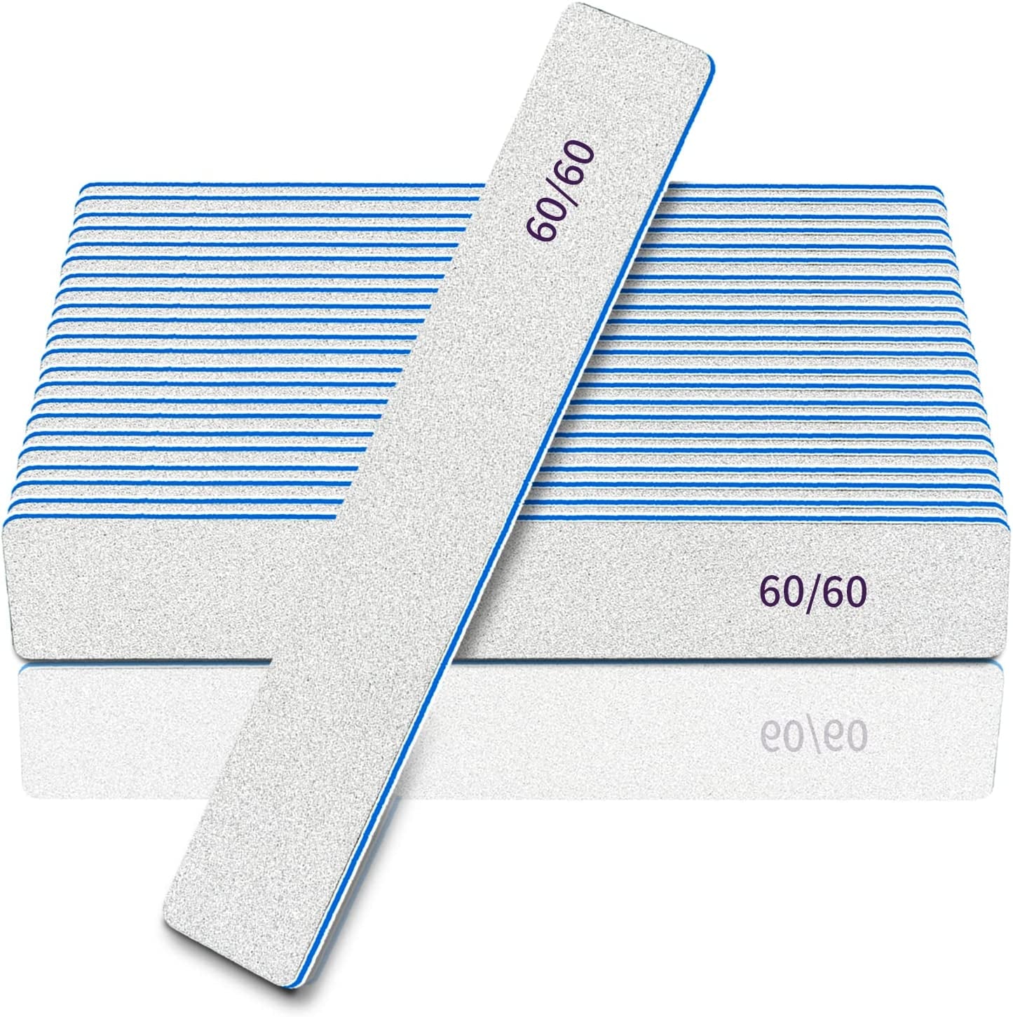 Nail Files-Nail File for Acrylic Nails 12Pcs, 80/80 Grit Nail Files Emery Boards for Acrylic Nails, Jumbo File Washable Thick Professional Square Nail File Manicure Tools for Nail Tech Health & Beauty > Personal Care > Cosmetics > Cosmetic Tools > Nail Tools BLESWIN 60/60 grit  