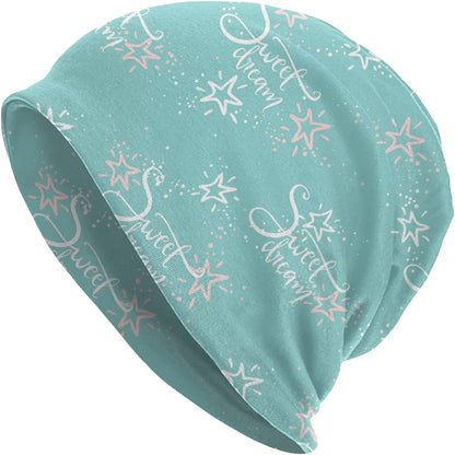 Gold Star Slouchy Beanie Chemo Headwear Knit Hat Scarf Sleep Skull Cap for Women Men Apparel & Accessories > Clothing Accessories > Headwear ybovejuk Doodle Stars Sky Sweet Dream One Size 