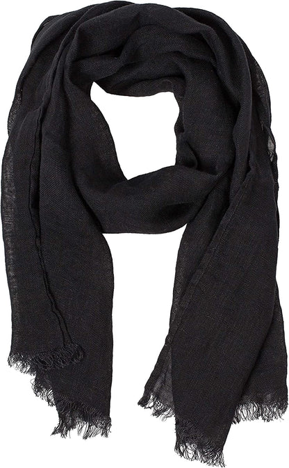 Lusie'S Linen Scarf - 100% Linen - Imported from Europe Apparel & Accessories > Clothing Accessories > Scarves & Shawls LUSIE'S LINEN Black  