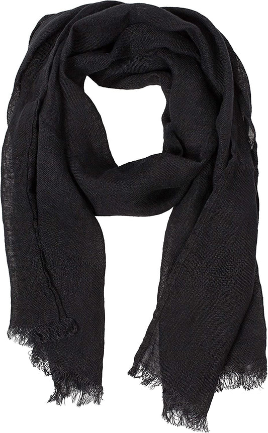 Lusie'S Linen Scarf - 100% Linen - Imported from Europe Apparel & Accessories > Clothing Accessories > Scarves & Shawls LUSIE'S LINEN Black  
