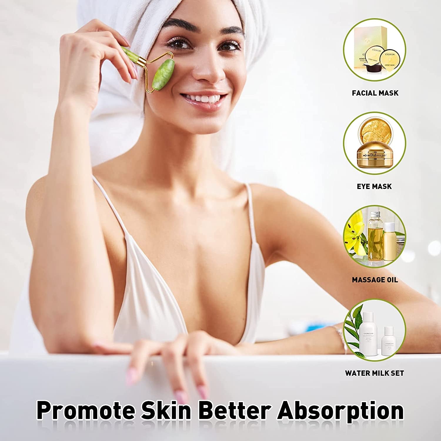 Jade Roller & Gua Sha Stone,Face Roller Skin Care,Gua Sha Massage Tool,100% Natural Jade,Anti-Aging Facial Roller for Face,Neck,Body Muscle Relaxing Health & Beauty > Personal Care > Cosmetics > Cosmetic Tools > Skin Care Tools TriFirmum   