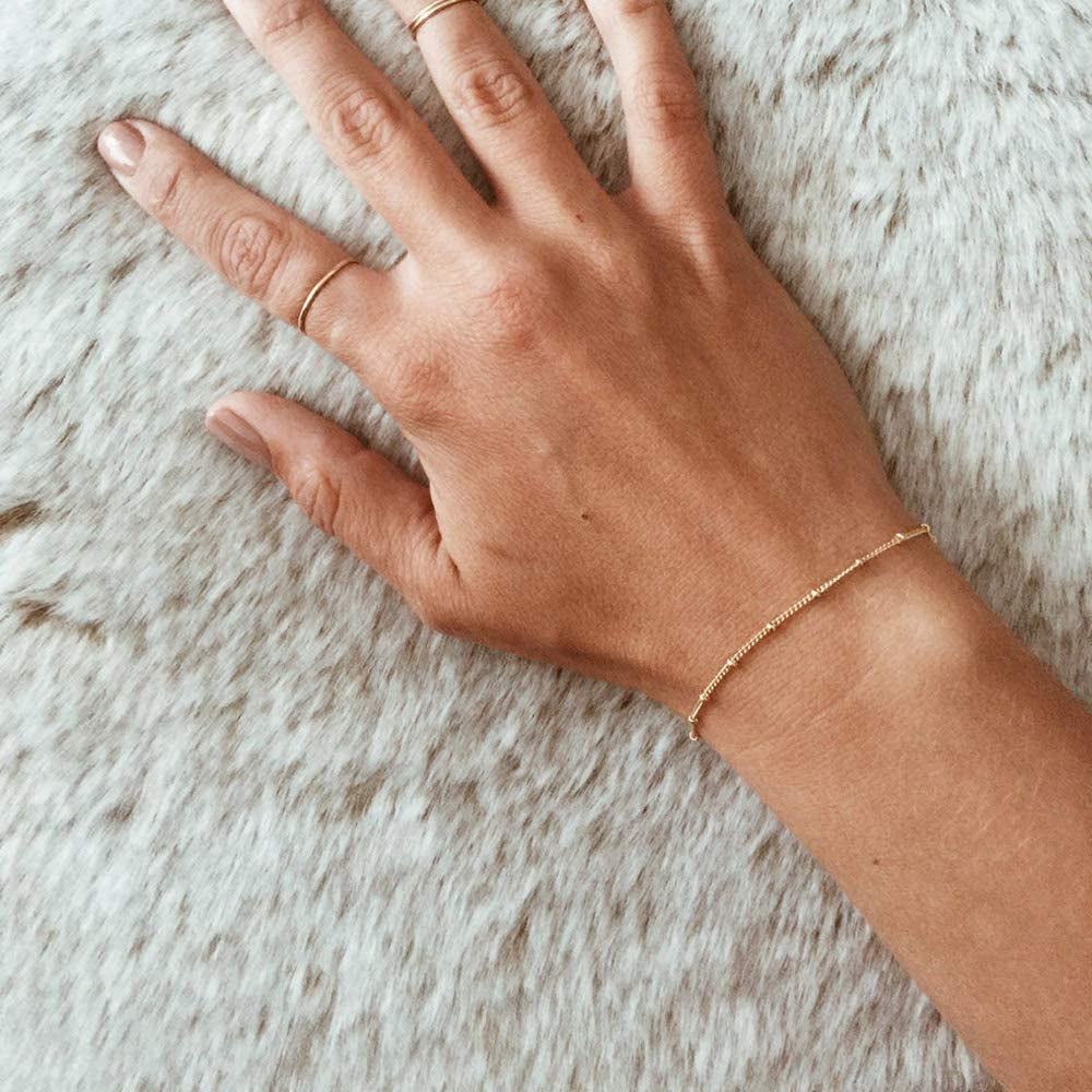 Dainty Gold Initial Bracelets for Women, 14K Gold Plated Dainty Personalized Gold Bracelets Initial Bracelets for Women Teen Girls Jewelry Chain Bracelets for Kids Toddler Little Girls Jewelry Gifts Apparel & Accessories > Jewelry > Bracelets M MOOHAM   